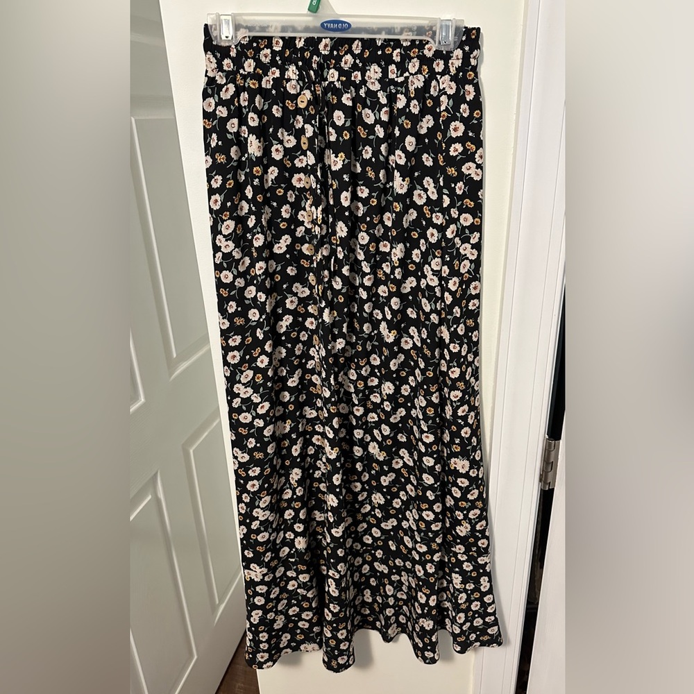 Floral Black Maxi Skirt